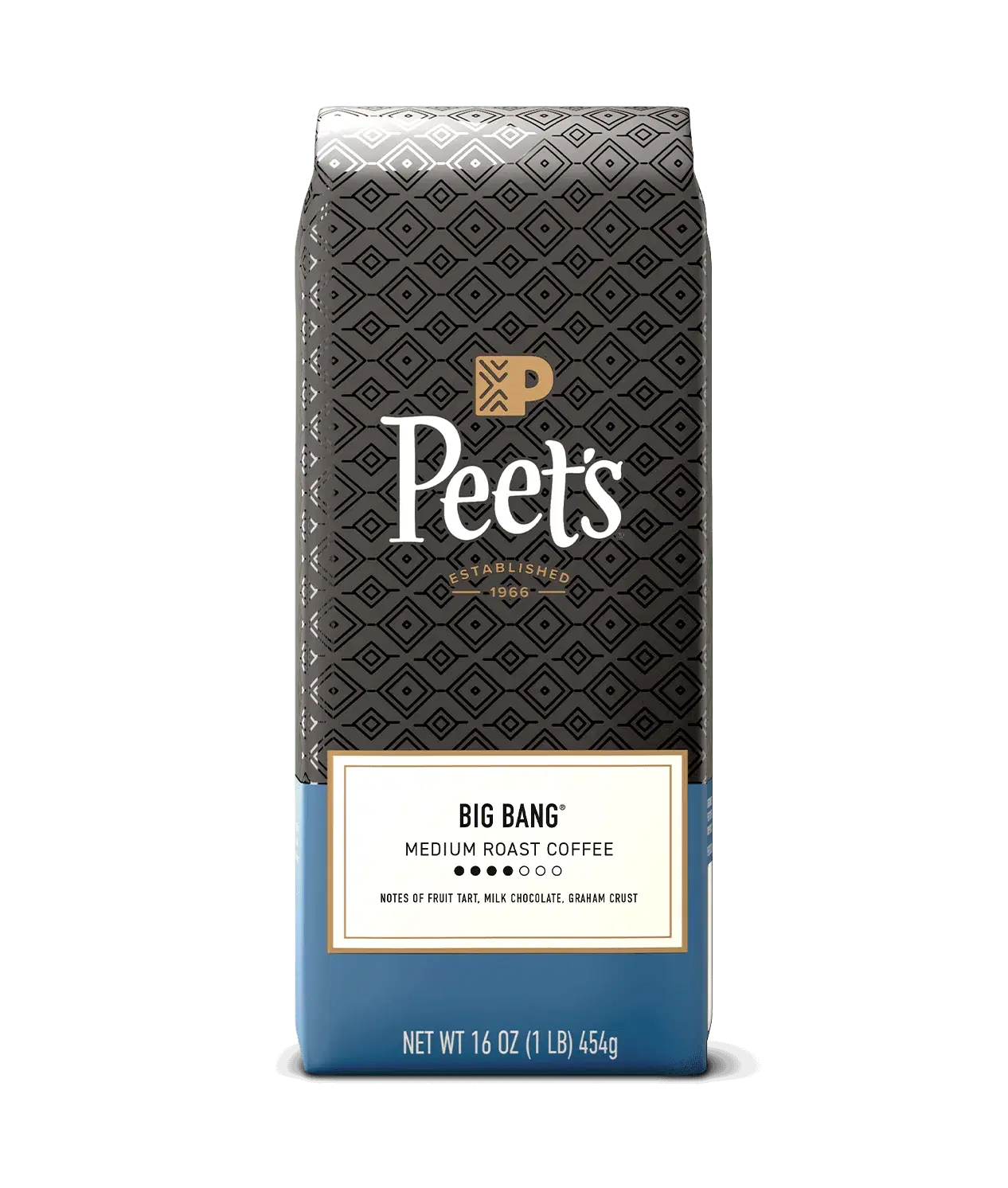Peet's Big Bang coffee bag on a green background